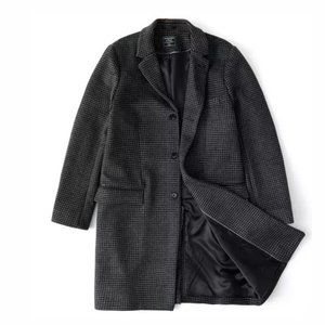 Abercrombie & Fitch  GREY PATTERN Wool-Blend Topcoat